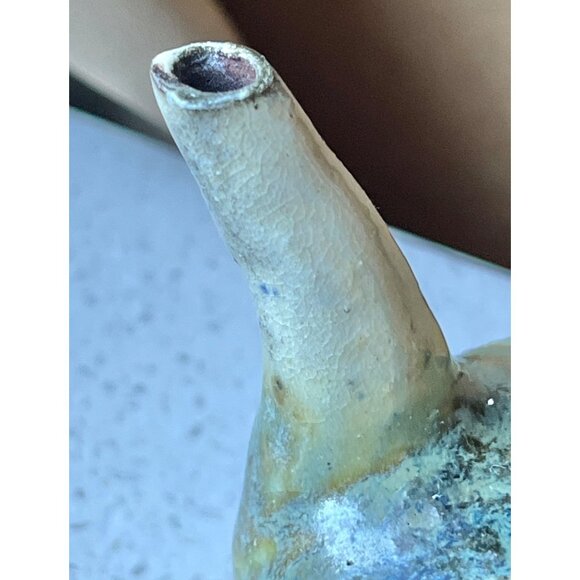 Saki Ceramic Pitcher Blue & Brown Swirl Design Hand Thrown Oil Vinegar Gift VTG - Picture 3 of 9